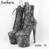 Sorbern Snakeskin Print Ankle High Boots Vegan Shoes 2019 Custom-Made Color Inner Side Zipper Lace Up Booties Plus Size 34-45