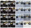 Vintage 33 Merril Hoge 59 Jack Ham voetbalshirts 36 Jerome Bettis 43 Troy Polamalu 47 Mel Blount 52 Mike Webster 58 Jack Lambert 86 Hines Ward Black Stitched Shirts