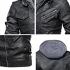 Men's Jackets Mens Outwear Bomber Vintage Autumn Black PU Leather Casual Jacket Slim Fit Motorcycle Biker Coats Removable HoodMen's