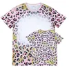 sublimazione camicia in poliestere sbiancato trasferimento di calore vuoto casual manica corta stampa leopardata t-shirt grafica vintage nave veloce regalo personale fai da te