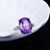 Trouwringen Ovaal aquamarine verlovingsring blauw kristal paarse verstelbare dames ringwedding