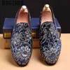 Mens Glitter Shoes Brand Party for Sloafers Borderyer Wedding Formal Sepatu Slip no Pria Zapatos Oxford HOMB220513