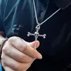 Collana con pendente a croce in metallo gotico vintage per uomo regalo di gioielli con collana di teschio hip-hop punk di credenza religiosa