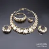 Conjunto de joyería para fiesta de boda para mujer de alta calidad, última moda, collar chapado en oro de Dubai, pendientes, pulsera y anillo