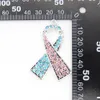 20 Pz/lotto Pendenti con strass rosa e blu personalizzati a forma di nastro Consapevolezza del cancro al seno Fascini medici per accessori per infermiere
