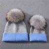 Mom And Me Beanie Hats Winter Women Kids Girls Boys Baby Cashmere Wool Knitted Beanie With Cute Fur Pom Bobble Warm Soft J220722