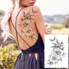 NXY Temporary Tattoo Yuran Black Tulip Totem Tattoos Stickers Women Body Waist Arm Art Bracelet Girls Butterfly Tatoos Rose Chains 0330