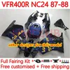 Body Kit For HONDA RVF400R VFR400 R NC24 V4 VFR400R 87-88 Bodywork 132No.26 RVF VFR 400 RVF400 R 400RR 87 88 VFR400RR VFR 400R 1987 1988 Motorcycle Fairing silver grey