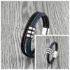 Charm Bracelets 2022 Interlocking Couple 316L Stainless Steel Bracelet Black Blue Leather Rope Men And Women Suitable Classic Kent22