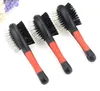 Dois lados escova de cabelo pincel duplo-lateral gato grooming escovas ancinhos ferramentas plástico massagem pente com agulha sn4901