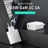 UE US Portable 65W Szybka ładowarka GAN PD3.0 QC3.0 Adapter laptopa AFC FCP Notebooks Telefon komórkowy Szybki ładunek