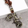 Metall Fahrrad Halskette Anhänger Retro Bronze Fahrrad Halskette verstellbare Lederkette für Damen Herren Hip Hop Modeschmuck
