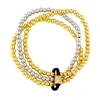 Bracelets porte-bonheur or argent couleur empilable Bracalet pour femmes cuivre plaqué Bracelet perlé élastique mode bijoux Brte35Charm