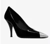 2022 Mulheres luxuosas Sandálias Vesper Sapatos para mulheres Slingback Patente de couro de metal Cap Pumps Fashion Saltos altos Comfort Walking Luxury Designer