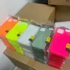 Couverture arrière de téléphone de couleur fluorescente au néon pour iPhone 12 13 mini 7 8 Plus étui transparent en TPU souple pour iphone 12 13 11 Pro XR X XS Max antichoc