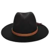 Fashion- Sun Hat Women Men Fedora Hat Classical Wide Brim Felt Floppy Cloche Cap Chapeau Imitation Wool Cap180T