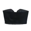 TRAF Velvet Crop Top Female Sleeveless Black Corset Women Sexy Backless Tube Tank s Streetwear Y2k Strapless Camis 220316