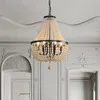 Lampe à suspension en perles de bois pour jardin français, luminaire décoratif d'intérieur, idéal pour un salon, une princesse européenne, une chambre d'enfant, 192c