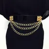 Gürtel Punk Gold Kette Gürtel Frauen Kleid Litschi Muster Schnalle Kostenlose Elastische Korsett Damen Pu Leder Bund