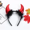 Erwachsene Kinder Halloween Teufel Stirnband Cosplay Kostüm Phantasie Party Glitter Dämon Horn Flauschigen Plüsch Haar Hoop Weihnachten Party Prop GC1512