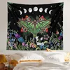 Tapestries Mushroom Trippy Moth Tapestry Moon Phase Wall Hanging Butterfly Star Room Bedspread Throw Cover DecorTapestries