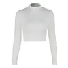 Women Sexy Bodycon T Shirt Autunmn Long Sleeve O neck Crop op Modis Sheath Fashion Autumn Solid ops 220714