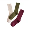 Chaussettes femmes coton chaussette ample rétro couleurs unies chaussettes hiver chaud chaussures longues noir rose 18 couleur en option