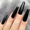 False Nails Dark Blue Tapered Press On Almond Stiletto Midi With Glue Sticker Glossy Faux Ongles Artificial Nepnagels Tips Prud22