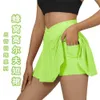 Veckad tenniskjol för kvinnor Yogaoutfits Cross High Waist Mesh Golfkjol Andas Fitness