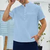 Camisa masculina de verão shortsleeeved Camiseta algodão e linho casual camiseta camiseta masculina blusa respirável 220615