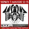 Carrocería OEM para YAMAHA TMAX MAX 500 MAX-500 TMAX-500 2012 2013 2014 2015 Carenados negros plateados 113No.87 T MAX500 T-MAX500 12-15 TMAX500 12 13 14 15 Cuerpo de molde de inyección