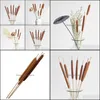 Flores decorativas Guirnaldas Suministros festivos para fiestas Hogar Jardín 10 piezas Eternell Display Flor seca Secado natural Typha AngustifoliallDiy Wed