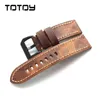 TOTOY Vintage Cowhide bands Adaptable Military Mountaineering PAM Leather Strap 20 22 24 26MM Men's Strap H220419
