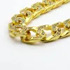 Mens Hip Hop Necklace Ruby Pendant Necklaces Fashion Cuban Link Chain Jewelry 3Pcs/Set