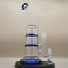 9.3Inches Blue Double layer Tire Filter Hookah Water Pipe Bong Glass Bongs Waterpipe Smoke Pipes Bongs Water Bottles Dab Rig