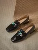 Sukienka buty kobiety oryginalne skórzane pompki damskie metalowe mokasyny łańcuchowe żeńskie gęste obcasy wiosna 2022 -dress