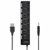 Schwarz Weiß 7 Ports LED USB 2.0 Adapter Hub Ein-/Ausschalter USB-Kabel Computerzubehör für PC Laptop