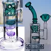 Bangs en verre givré violet foncé-vert pomme de douche à œufs fab perc Bangs en verre moulu avec joint femelle de 14 mm recycler les plates-formes pétrolières narguilés deux fonctions