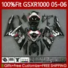 OEM Bodys Kit för SUZUKI GSX-R1000 GSXR 1000 CC K5 05-06 Bodywork 122No.9 1000cc GSXR-1000 GSXR1000 05 06 GSX R1000 2005 2006 Injektionsform Moto Fairing Black Glossy Blk