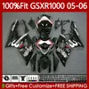 Kit de carrosserie OEM pour SUZUKI GSX-R1000 GSXR 1000 CC K5 05-06 Carrosserie 122No.9 1000CC GSXR-1000 GSXR1000 05 06 GSX R1000 2005 2006 Moule d'injection MOTO Carénage noir brillant blk