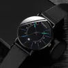 Relojes de pulsera Producción 2023 Geneva Balck Steel Mesh Band Calendar Relojes de cuarzo Hombres Ultra Thin Business Minimalist