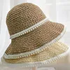 디자이너 진주 짠 여성 밀짚 모자 여름 얇은 해변 모자와 바이저 접이식 여행 햇빛 캡