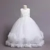 Flickklänningar Blomstertjejer Klänning Barn Broderi Spets Tyll Bröllopsfest Formell Prinsessa Vestido Tonåringar Elegant brudtärna 4-14 år Tjejs