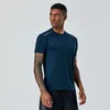 Roupa de ioga masculina LL-A19 Roupa de academia para exercícios de verão Roupa esportiva de corrida solta Camisas de trem de manga curta ao ar livre Tops