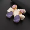 Dangle & Chandelier Colorful Druzy Stone Drop Earrings Natural Quartz Geode Crystal Fashion JewelryDangle