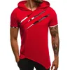 Verão masculino com capuz camiseta casual magro manga curta t camisa masculina plus size 3xl sólido roupas masculinas streetwear camiseta homme 220513