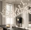 Modern Ceramics Petals Led Pendant Lamp Lights Lustre Hotel Lobby Villa Loft Decor Living Room Home Stairs Hanging Light Fixture