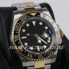 Novo estilo de relógios masculinos 40MM Super GMF Factory 904L Steel Real Wrapped 18K Gold Automatic Cal. Relógio de pulso vidro de safira com bisel cerâmico de mergulho 3186