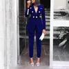 Kadınlar Suits Blazers Setleri Spot Çapraz Ndera Yay Düz Renk Uzun Kollu Ofis Lady Sıradan Pantolonlar Uyumcular