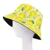 Sombrero de cubo de estilo rural de verano Sombrero de pescador de algodón unisex Frutas Mariposa Impresión floral Visera Gorras Desgaste de doble cara Sombreros de pesca Al aire libre Fácil de llevar